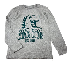 Load image into Gallery viewer, Boys KID, grey marle long sleeve tee / top, dinosaur, EUC, size 6,  