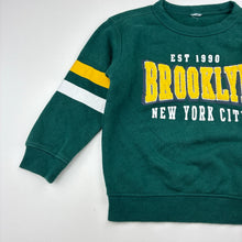 Load image into Gallery viewer, Boys green, fleece lined sweater / jumper, no labels, armpit to armpit: 33cm, shoulder to cuff: 30cm, GUC, size 1-2,  