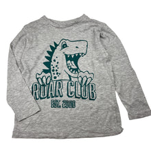 Load image into Gallery viewer, Boys KID, grey marle long sleeve tee / top, dinosaur, EUC, size 4,  
