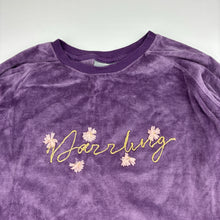 Load image into Gallery viewer, Girls ALOUETTE, purple velour cotton sweater / jumper, FUC, size 10,  
