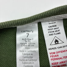 Load image into Gallery viewer, Boys Carters, khaki cotton lightweight sweater / jumper, flip sequin dinosaur, EUC, size 7,  