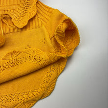 Load image into Gallery viewer, Girls yellow, knitted poncho sweater, L: 32cm, armpit to armpit: 34cm, EUC, size 4-5,  
