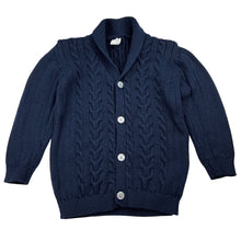 Load image into Gallery viewer, Unisex navy, cable knit cardigan / sweater, GUC, size 4,  
