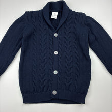 Load image into Gallery viewer, Unisex navy, cable knit cardigan / sweater, GUC, size 4,  