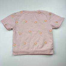 Load image into Gallery viewer, Girls CHICKPEA ORGANIC, embroidered cotton blend short sleeve top, FUC, size 1-2,  