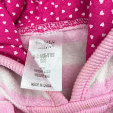 Load image into Gallery viewer, Girls Tiny Little Wonders, fleece hoodie sweater, mark front neck, FUC, size 000,  