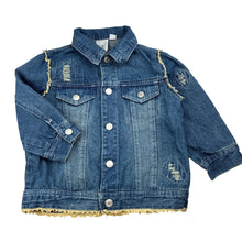 Load image into Gallery viewer, Unisex Baby World, vintage distressed denim jacket, GUC, size 2,  