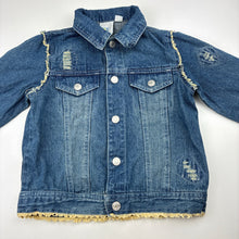 Load image into Gallery viewer, Unisex Baby World, vintage distressed denim jacket, GUC, size 2,  