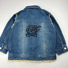 Load image into Gallery viewer, Unisex Baby World, vintage distressed denim jacket, GUC, size 2,  