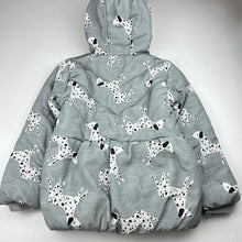 Load image into Gallery viewer, Girls Tu, fleece lined jacket / coat, dogs, pink mark back left sleeve &amp; hood, FUC, size 5-6,  
