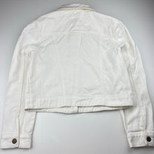 Load image into Gallery viewer, Girls DAVID JONES, white denim jacket, small mark back left shoulder, FUC, size 12,  