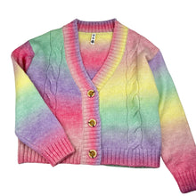 Load image into Gallery viewer, Girls KID, colourful soft feel cable knit cardigan, EUC, size 12,  