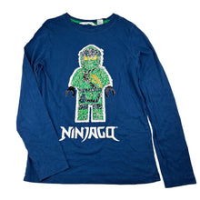 Load image into Gallery viewer, Boys H&amp;M, LEGO NINJAGO flip sequin cotton long sleeve top, GUC, size 9-10,  