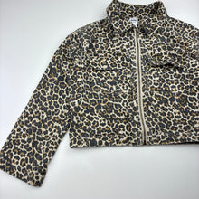 Load image into Gallery viewer, Girls Anko, leopard print denim zip up jacket, GUC, size 8,  
