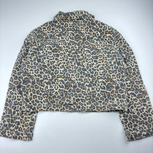 Load image into Gallery viewer, Girls Anko, leopard print denim zip up jacket, GUC, size 8,  