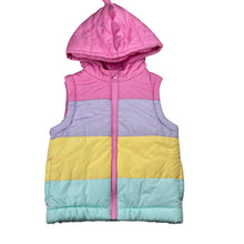Load image into Gallery viewer, Girls Anko, colourful hooded puffer vest / jacket, EUC, size 2,  