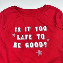 Load image into Gallery viewer, Girls red, fleece lined Christmas sweater / jumper, no labels, armpit to armpit: 42cm, armpit to cuff: 38cm, GUC, size 7-8,  
