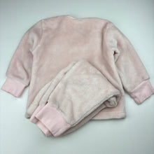 Load image into Gallery viewer, Girls pink, soft fleece pyjamas, no labels, armpit to armpit: 29cm, shoulder to cuff: 29cm, Inside leg: 28cm, GUC, size 2,  