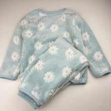 Load image into Gallery viewer, Girls blue, soft fleece pyjamas, no labels, armpit to armpit: 30cm, shoulder to cuff: 34cm, Inside leg: 37cm, GUC, size 3-4,  