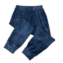 Load image into Gallery viewer, Girls Lily &amp; Dan, blue velour track pants, elasticated, Inside leg: 41cm, GUC, size 6,  