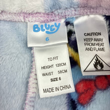 Load image into Gallery viewer, Unisex BLUEY, fleece winter pyjama pants / bottoms, GUC, size 6,  
