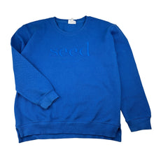 Load image into Gallery viewer, Unisex Seed, Heritage embroidered sweater / jumper, wash fade &amp; light marks cuffs, FUC, size 9,  