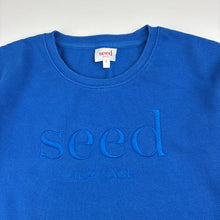 Load image into Gallery viewer, Unisex Seed, Heritage embroidered sweater / jumper, wash fade &amp; light marks cuffs, FUC, size 9,  