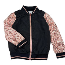 Load image into Gallery viewer, Girls Ollie's Place, black &amp; pink sequin lightweight jacket, EUC, size 8,  