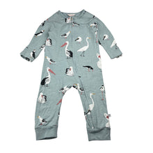 Load image into Gallery viewer, Unisex Fox &amp; Finch, cotton zip romper, discolouration back left sleeve, FUC, size 0,  