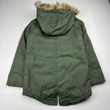 Load image into Gallery viewer, Girls H&amp;T, khaki hooded jacket / coat, light mark right elbow, FUC, size 6,  