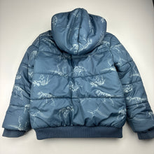 Load image into Gallery viewer, Boys Target, thick puffer jacket / coat, dinosaurs, discolouration on cuffs, FUC, size 6,  