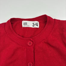 Load image into Gallery viewer, Girls Cotton On, red knitted cotton cardigan, GUC, size 3-4,  