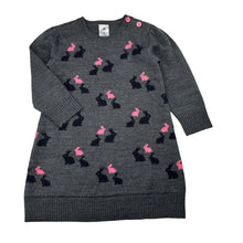 Load image into Gallery viewer, Girls H&amp;T, knitted long sleeve dress, rabbits, GUC, size 2, L: 47cm