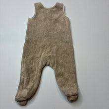 Load image into Gallery viewer, Unisex Tex, cotton lined velour overalls / romper, GUC, size 0000,  