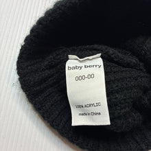 Load image into Gallery viewer, Boys Baby Berry, black knitted hat / beanie, GUC, size 000-00,  