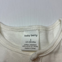 Load image into Gallery viewer, Unisex Baby Berry, white ribbed coverall / romper, EUC, size 1,  