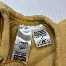 Load image into Gallery viewer, Unisex Bonds, yellow terry zip coverall / romper, GUC, size 000,  