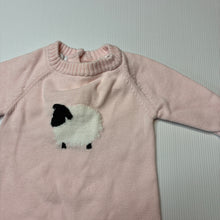 Load image into Gallery viewer, Girls Beanstork, knitted cotton romper, sheep, EUC, size 0000,  