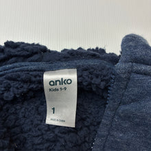 Load image into Gallery viewer, Boys Anko, thick fleece lined zip hoodie sweater, EUC, size 1,  