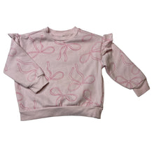 Load image into Gallery viewer, Girls pink, fleece lined sweater / jumper, no labels, armpit to armpit: 34.5cm, armpit to cuff: 23cm, GUC, size 3-4,  