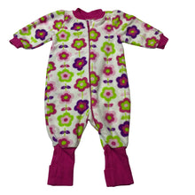 Load image into Gallery viewer, Girls Snugabye, floral fleece zip coverall / romper, EUC, size 000,  