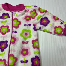 Load image into Gallery viewer, Girls Snugabye, floral fleece zip coverall / romper, EUC, size 000,  