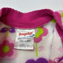 Load image into Gallery viewer, Girls Snugabye, floral fleece zip coverall / romper, EUC, size 000,  