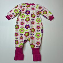 Load image into Gallery viewer, Girls Snugabye, floral fleece zip coverall / romper, EUC, size 000,  