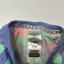 Load image into Gallery viewer, Girls Bonds, floral zip wondersuit / zippy / romper, GUC, size 000,  
