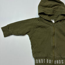 Load image into Gallery viewer, Unisex Bonds, khaki fleece lined zip hoodie sweater, GUC, size 0,  