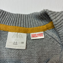 Load image into Gallery viewer, Boys Zara, grey knitted cotton zip up sweater, GUC, size 2-3,  