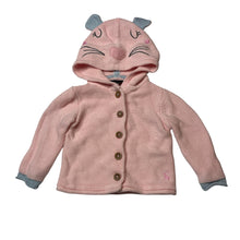 Load image into Gallery viewer, Girls Joules, pink knitted cotton hooded cardigan, EUC, size 0000,  