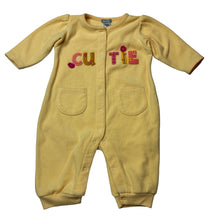 Load image into Gallery viewer, Girls Carters, yellow soft fleece romper, GUC, size 6 months,  