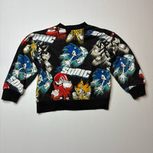 Load image into Gallery viewer, Boys H&amp;M, SONIC THE HEDGEHOG fleece lined sweater / jumper, wash fade, FUC, size 3-4,  